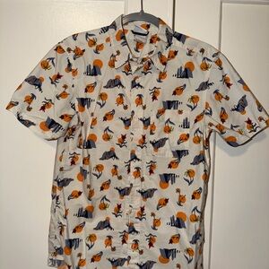 The North Face Men's Orange and Blue Patterned Shirt